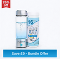 Pureion Hydrogen Water Bottle + 16-in-1 Water Quality Test Strips Combo Pack